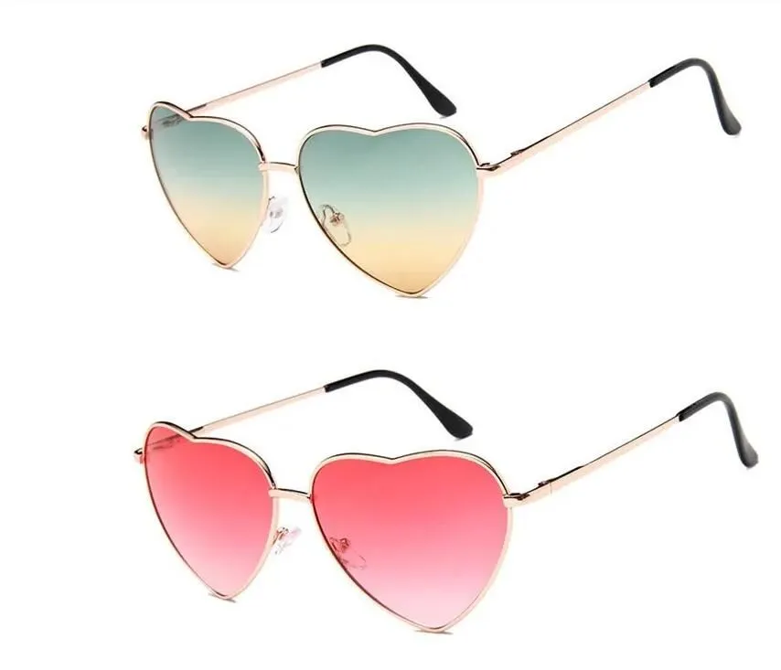 نظارة شمسية على شكل قلب للسيدات مصمم العلامة التجارية للأزياء الحب العدسات المحيطية الوردي نظارات الشمس