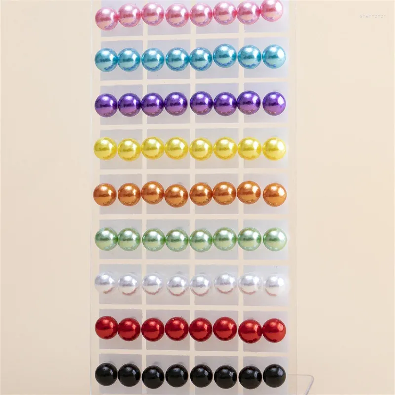 Studörhängen Trendiga 36pairs/Set Colorful Imitation Pearl For Women Round Ball Earring Fashion Jewelry 6 8 10mm Bead