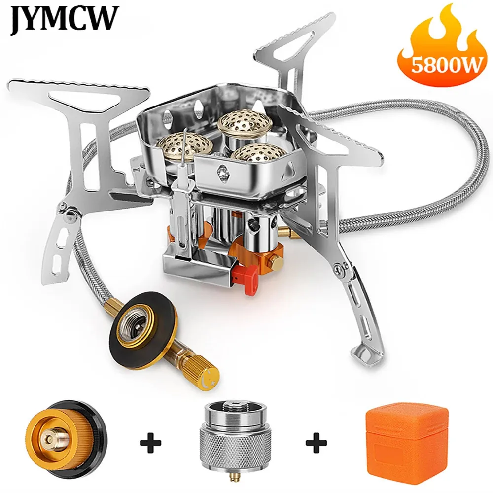 Stoves JYMCW Outdoor Camping Gas Stove 5800W High Power Portable Ultralight Windproof Backpacking Stove for Camping Hiking 231025