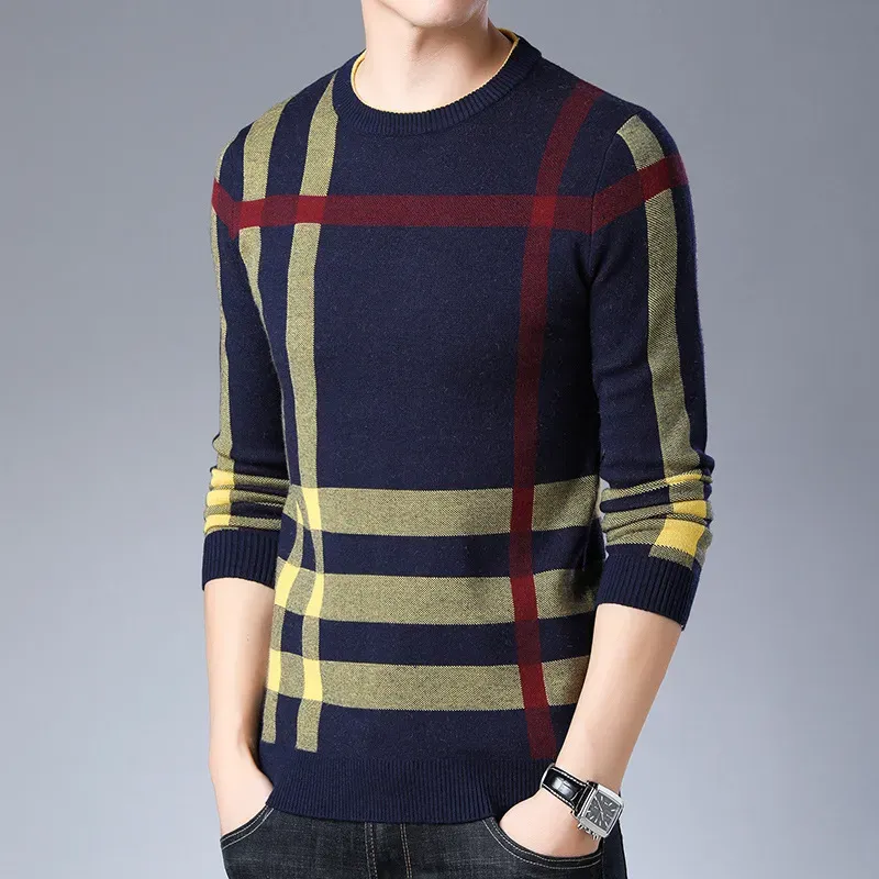 Mężczyźni marki swetry 2021 SWEATER BIZNES RATURE SWETER PUNTOVER O NECK MENS FIT SLIM SWARETERS DZIECKO DO MAN Casual