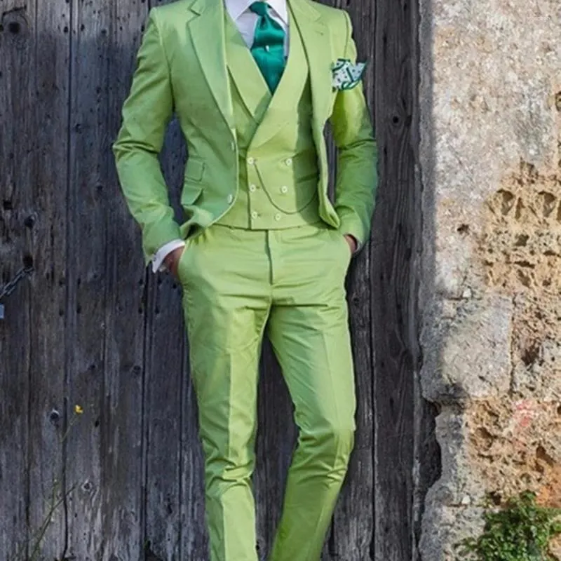 Garnitury męskie (kamizelka spodni) klasyczny włoski groom smoking garnitur ślub szczupła sukienka taniec mody mody Casual
