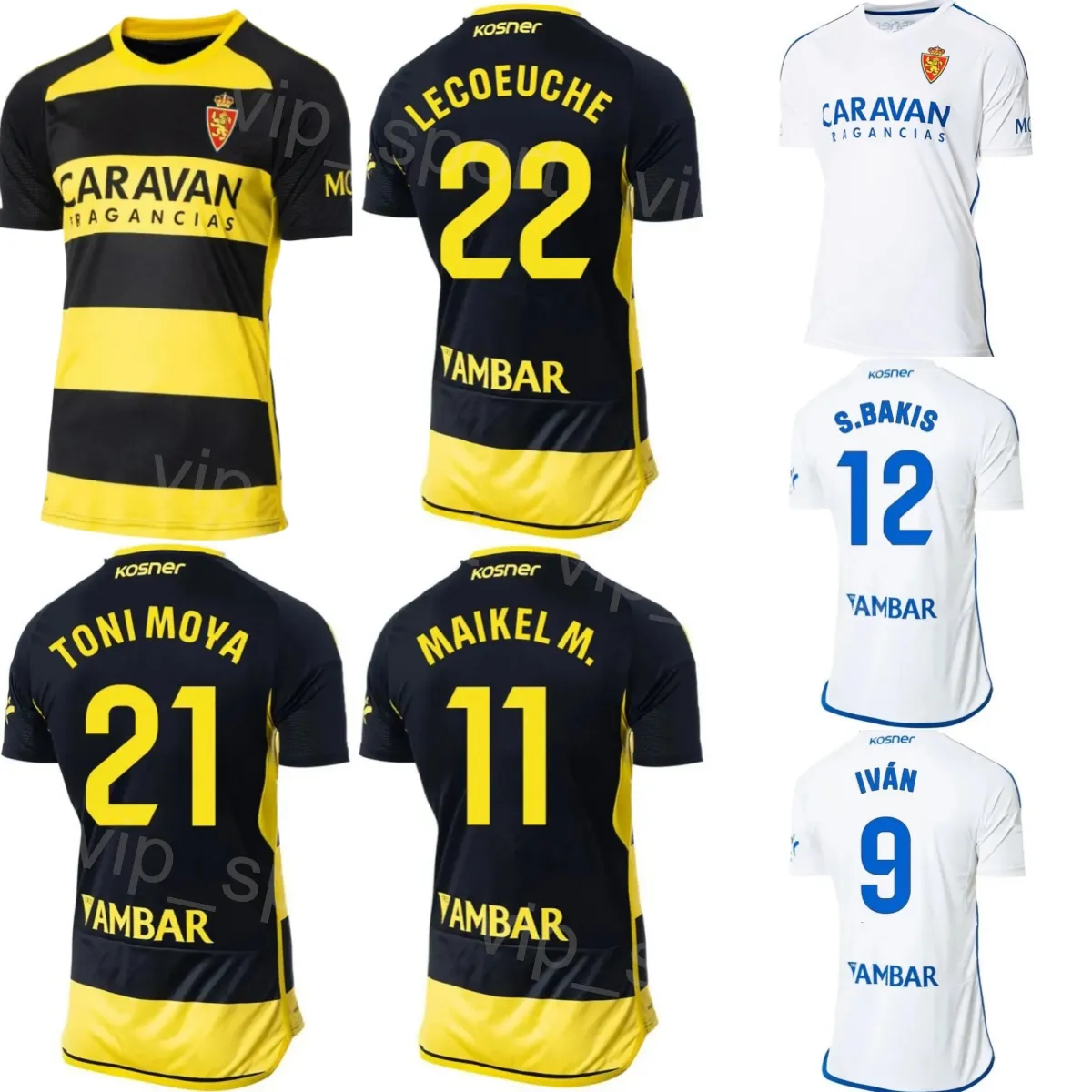 Club Soccer Real Zaragoza 1 Christian Alvarez Jersey 10 Sergio Bermejo Lillo 19 Manu Vallejo 21 Antonio Moya 20 Victor Mollejo Football Shirt Kits Uniform 23-24 FC