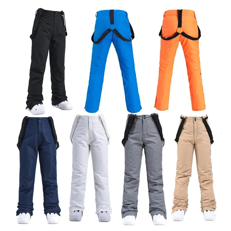 Pantaloni con bretelle da sci Pantaloni da neve su ghiaccio da donna e da uomo Abbigliamento da snowboard all'aperto Pantaloni con cinturino Tuta da sci Abbigliamento bavaglini Unsex impermeabili da 10K 231025