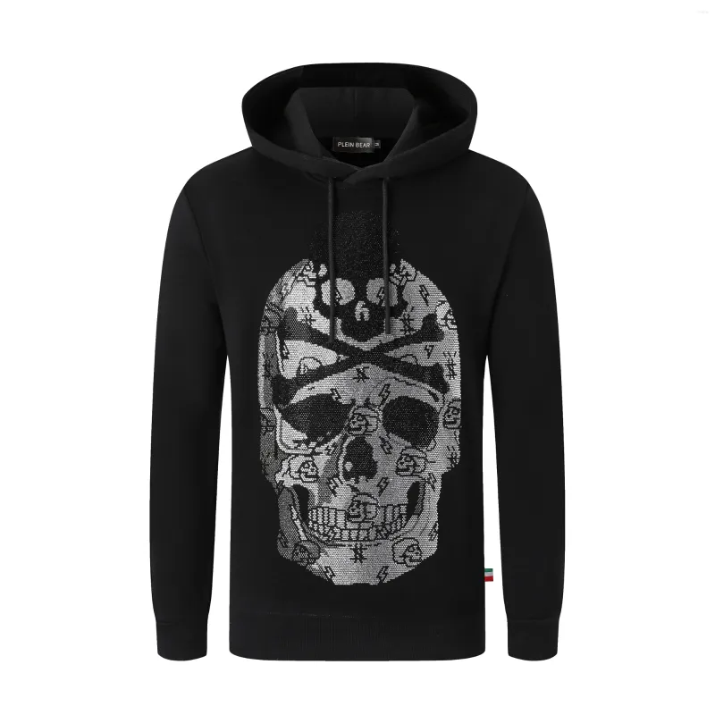 Herenhoodies BEER HOODIE SWEATSHIRT SCHEDEL MET KRISTALLEN Sweatshirts met grafische print Hiphop Strass Luxe | 9528