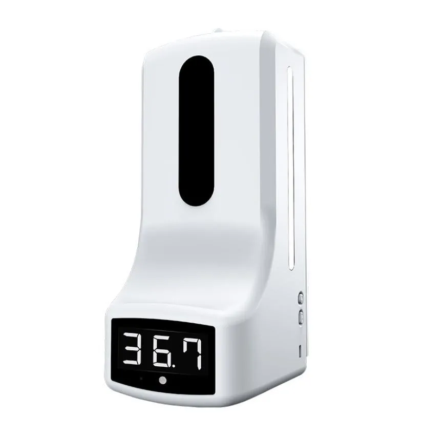 Nieuwe volautomatische sprayzeepdispenser contactloze thermometer wandmontage dual power zeepdispenser allinone machine9848184