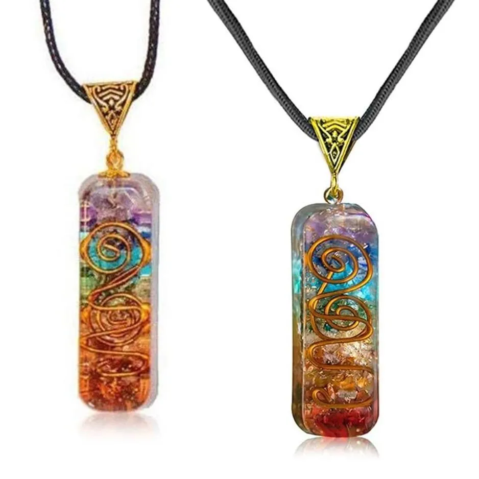 Pendant Necklaces KX4C Rainbow Chakra Healing Necklace Adjustment Energy Protection Yoga Jewelry Gift313t