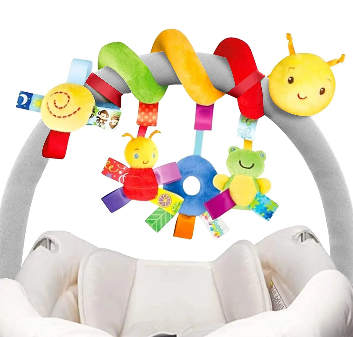 Mobiles# Baby Hanging Car Seat Toys Plush Activity Stroller with BB Squeaker and Rattles For born Travel Toy 231026