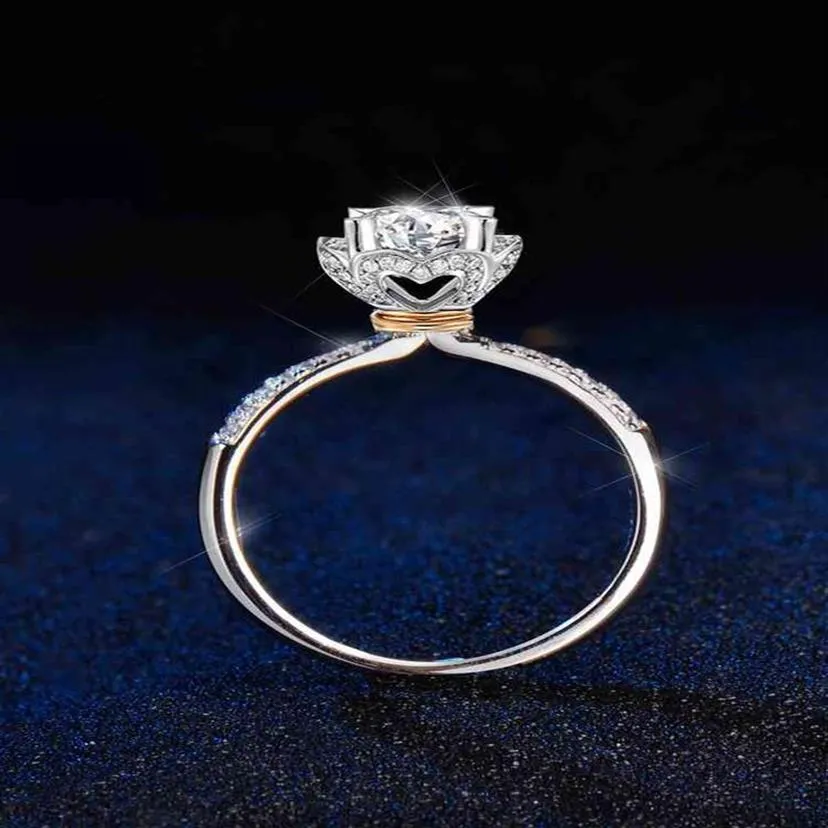 Håller blommor Style 925 Sterling Silver Moissanite Wedding Party Anniversary Ring for WomenPass Diamond Test Round2796
