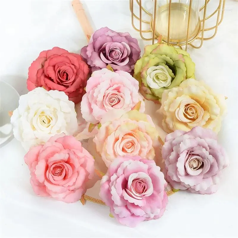 Dekorative Blumen, 15 Stück, 8 cm, Seidenrose, künstlicher Blumenkopf für Zuhause, Hochzeit, Party, Dekoration, Scrapbooking, Valentinstag, gefälschte Blumen