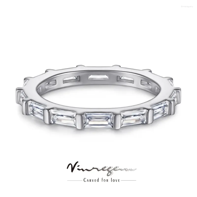 Cluster ringen Vinregem Emerald Cut Lab gemaakt saffier edelsteen 18K vergulde 925 sterling zilveren fijne ring voor vrouwen trouwring