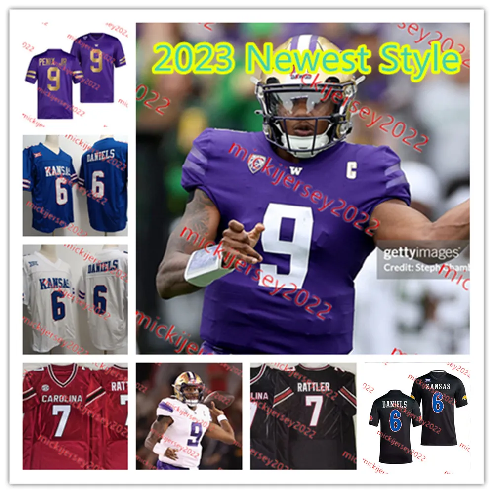 Michael Penix Jr Washington Huskies 2024 Sugarbowl Game Football Jersey Stitched #6 Jalon Daniels Kansas Jayhawks Jerseys