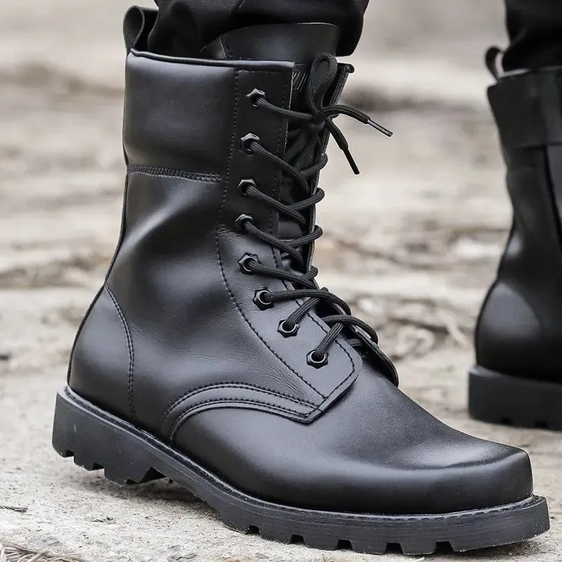 Boots Men's Army Boot Military Special Force Tactical Boots Anti-Smash Steel Toe Work Safety Shoes Warm Wool Winter Shoe Zipper Botas 231026
