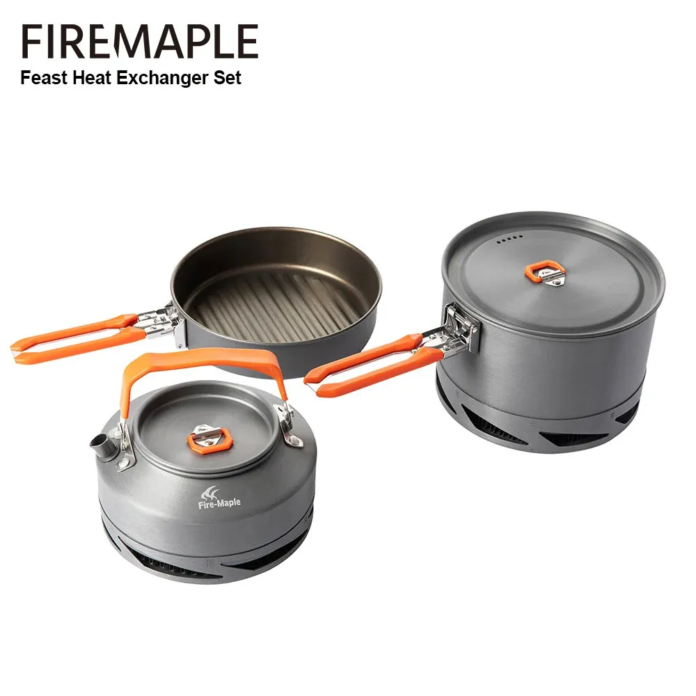 Camp Kitchen Fire Maple Camping Cookware Set Vandring Feast Heat-Exchanger Aluminium Pot Outdoor Foldble Pots Travel Tourism Table Provises 231025