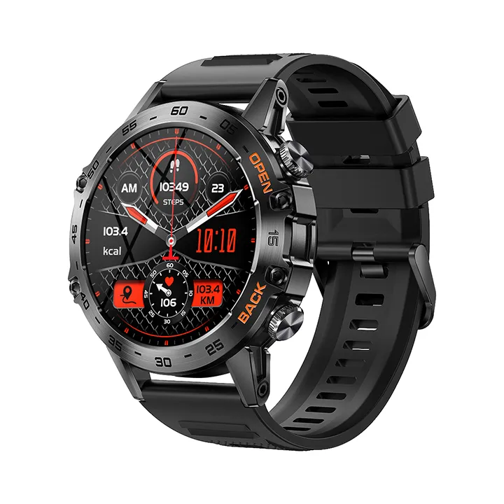 Outdoor Sport Smartwatch 1.39 Rond Scherm 400mAh Batterij Gezondheid Hartslag BP Monitoring Waterdicht K52 Smart Horloge