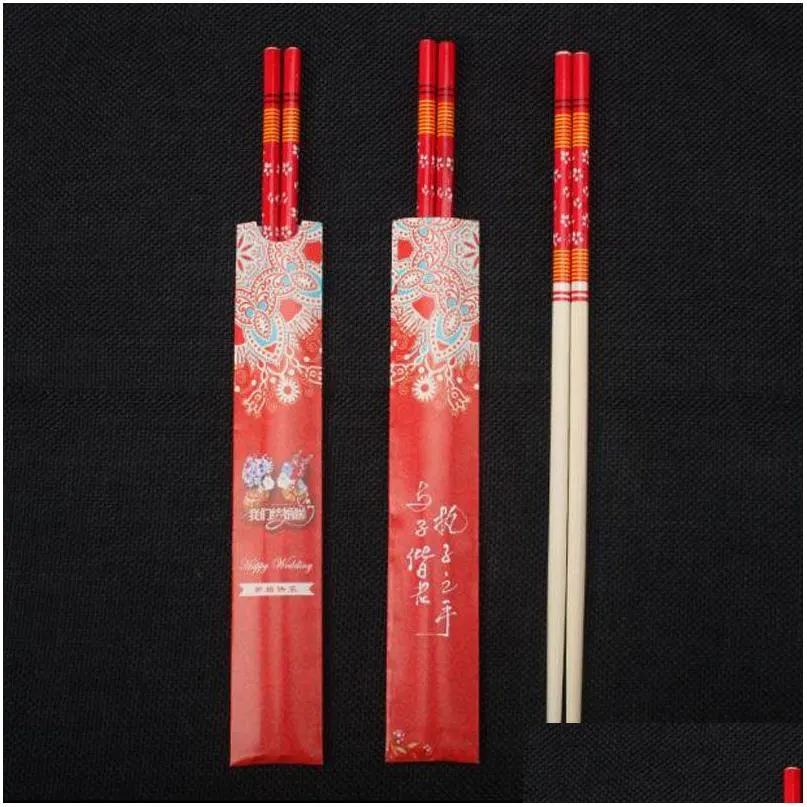 Baguettes en bambou pour le dîner actuel, design classique, cadeau chinois rouge, emballé individuellement, Zc0332, livraison directe, maison, jardin, cuisine, Dhhpz