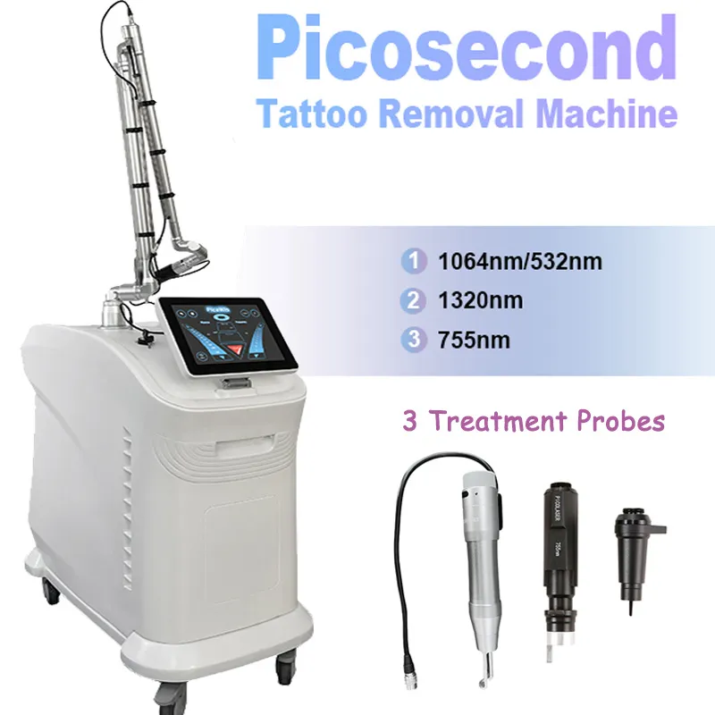 Máquina de laser de picossegundo de terapia 360 ° para remoção de pigmentação de tatuagem colorida ND YAG Pico Laser encolhe poros preto rosto boneca equipamento de cuidados com a pele