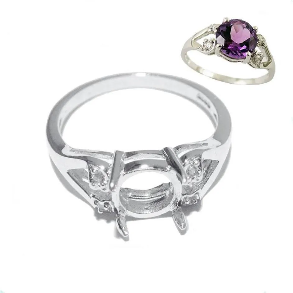 Cluster Rings Beadsnice Sterling Silver 925 Fina smycken Rundtillbehör DIY Semi Monta Gem Ring Seting Diamond Wedding2930