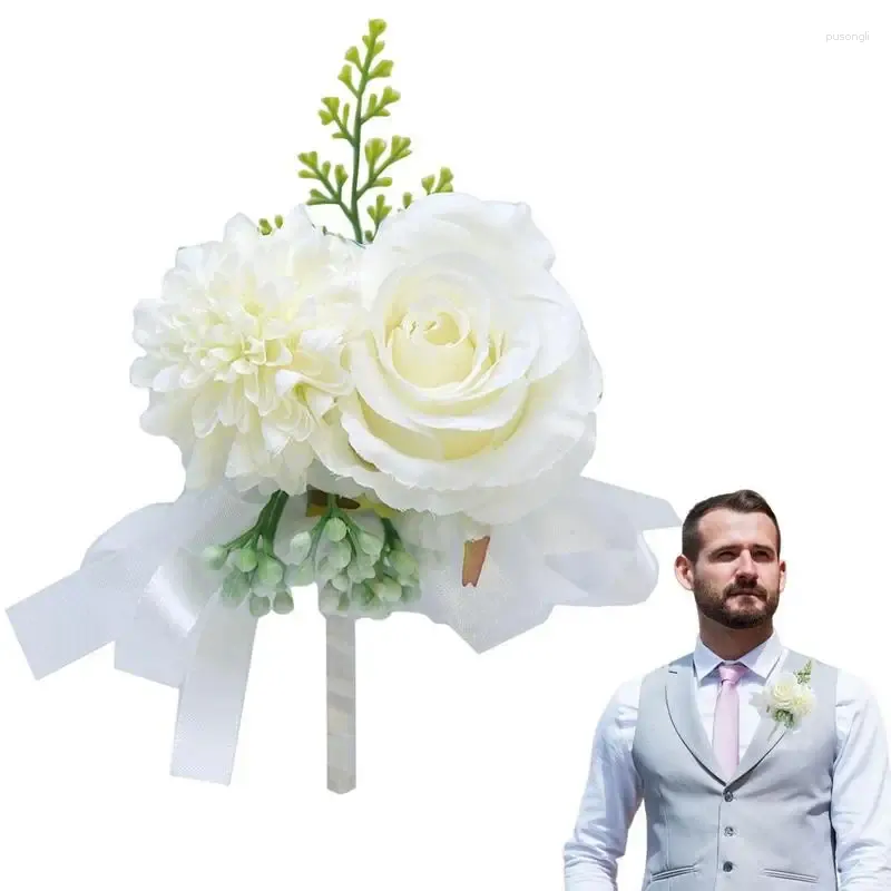 装飾的な花の花groomboutonniere men for men groomsmen corsage wedding prom秋の結婚