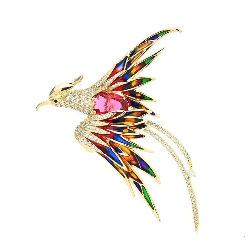 دبابيس دبابيس wuli baby crystal phoenix Bird Brouches for Women Men 5Color Moning Flying Beauty Bird Bird Party Brooch Pin Pin Gifts 231025