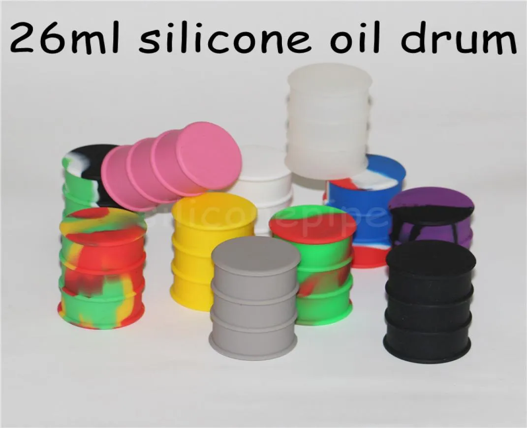 Jarra de tambor de óleo de cera dab de silicone personalizada 26ml, recipiente de silicone curado de platina, extrato antiaderente, frascos de silicone, suporte de óleo dabber box5086622