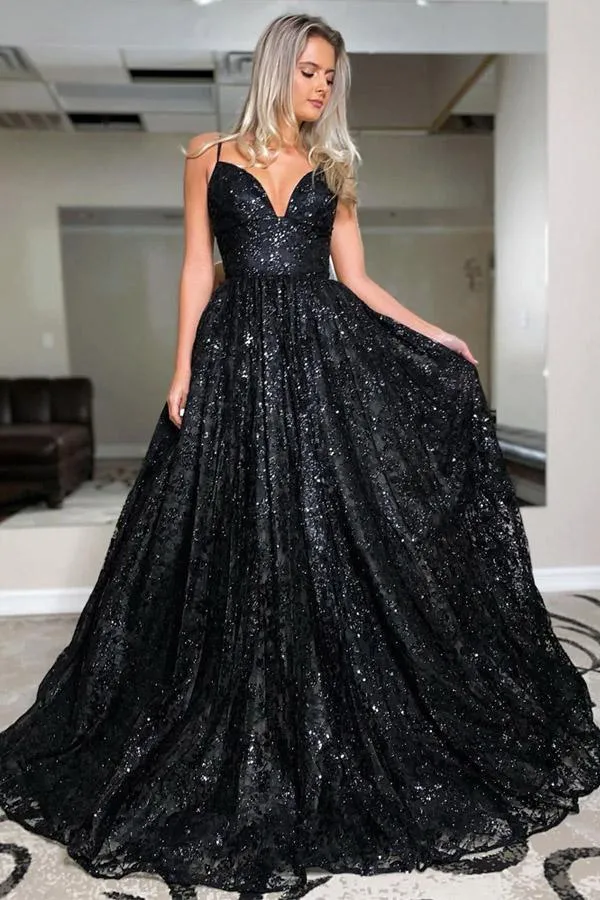 Black glitter party dress sales