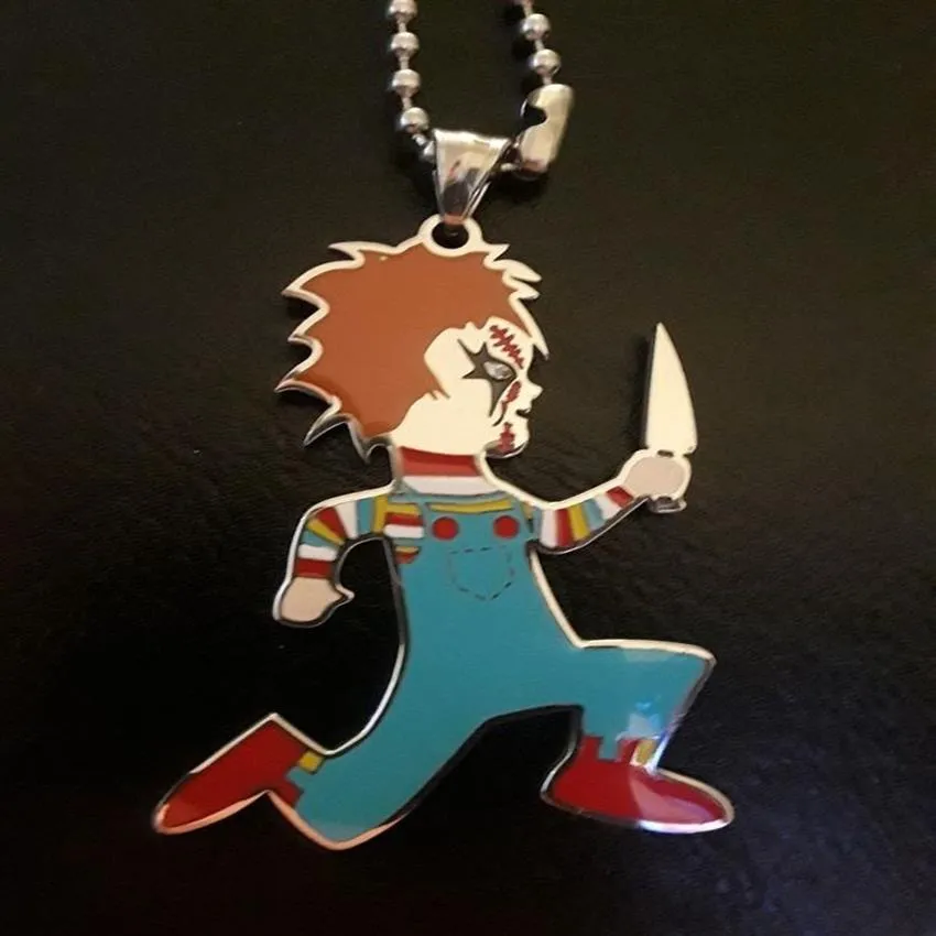 Großer Juggalo Chucky Charm 2 1 2 in ICP Insane Clown Posse 30-Kugel-Halskette aus Edelstahl, hochglanzpolierter Schmuck. Akzeptieren Sie per2479