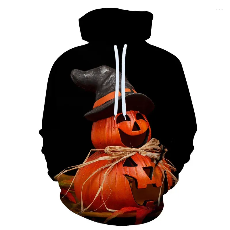 Herrtröjor Halloween Hoodie 3D Pumpkin Lamp Printing Graphic Pullover Par Sweatshirt Casual Fashion and Women's Sudaderas