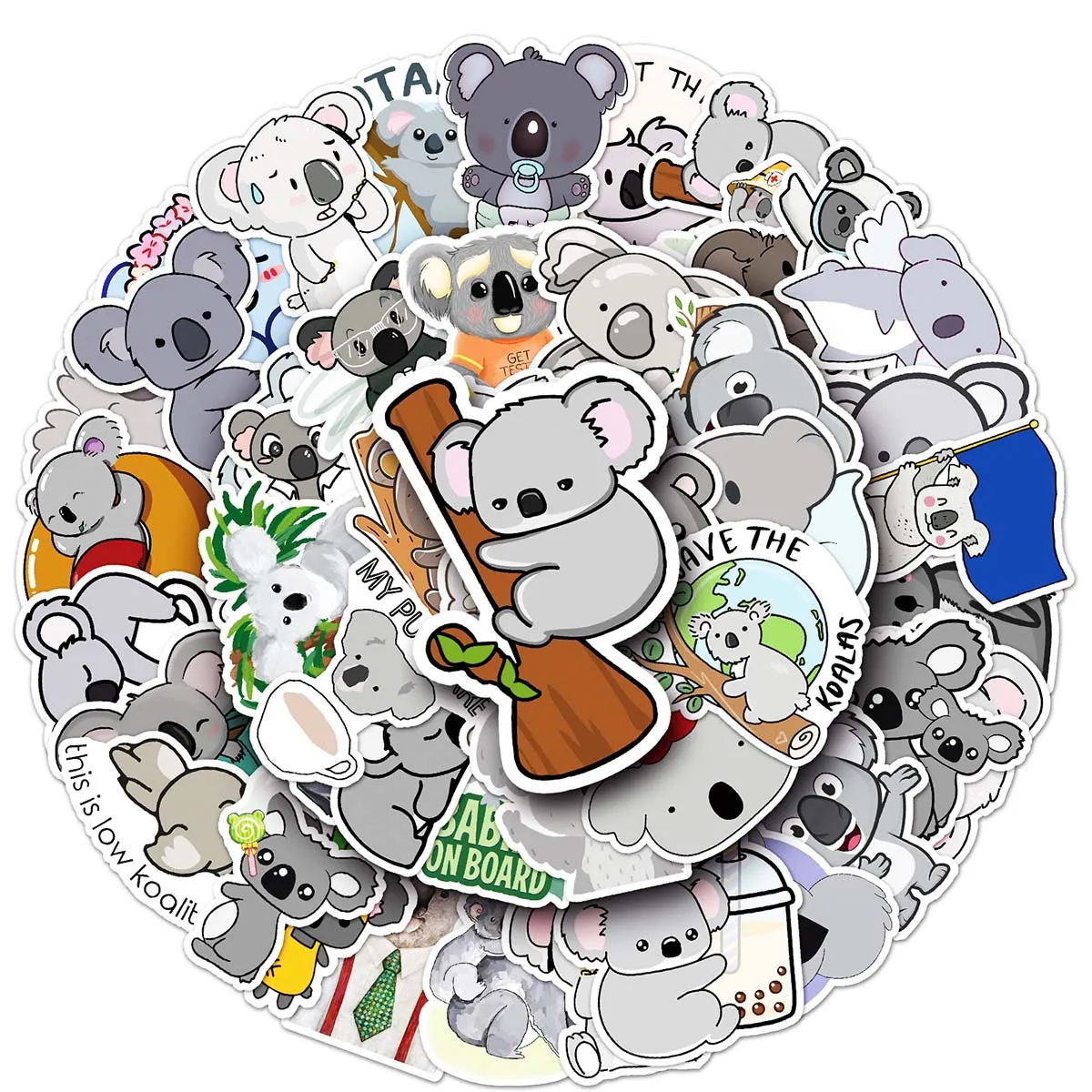 50 pcs mignon koala dessin animé animal créatif graffiti créatif personnalité décoration PVC valise autocollants pour ordinateurs portables