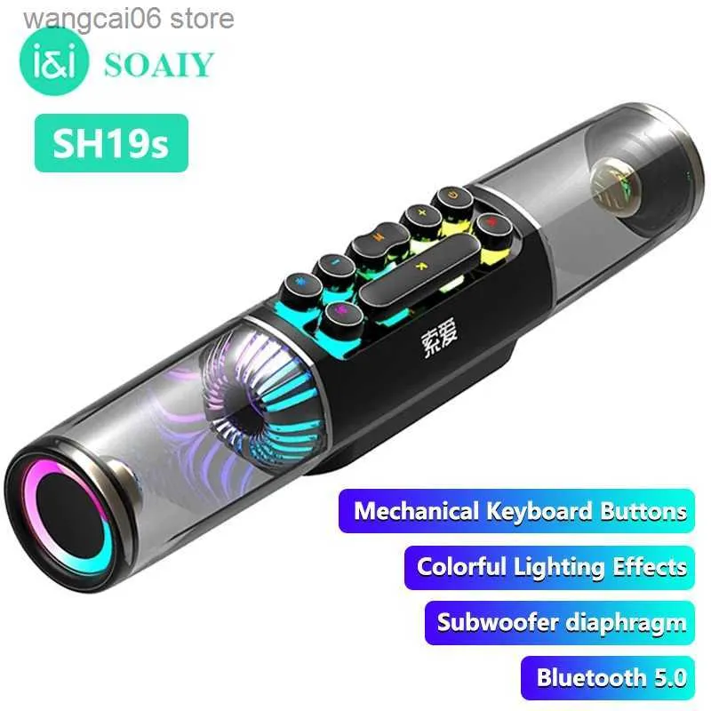 Cell Phone Speakers SOAIY SH19s Gaming Bluetooth Speaker RGB Computer Soundbar 3D Surround Wireless Column Subwoofer Music Center Audio Laptop PC TV T2310