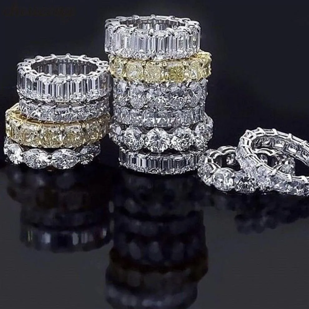 Vecalon 18 Stili Eternity Promise Ring Diamanti Cz 925 Sterling Silver Statement Anelli per fedi nuziali per donne uomini Gioielli Gift204u