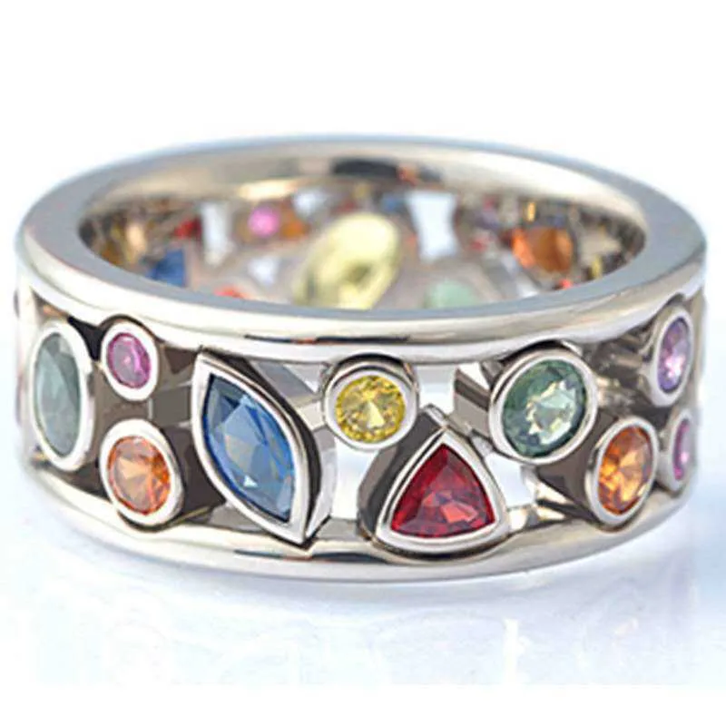 Bague multicolore en diamant creux pour femmes, bijoux simples en Zircon