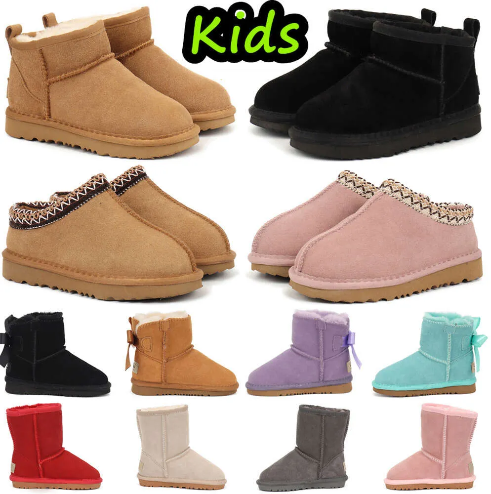 Kids Boots Kid Tasman Slippers Australia Children Snow Boot Winter Toddler Classic Ultra Mini Boys Booties Child Fur kid for Girls Baby with Bows yes2k