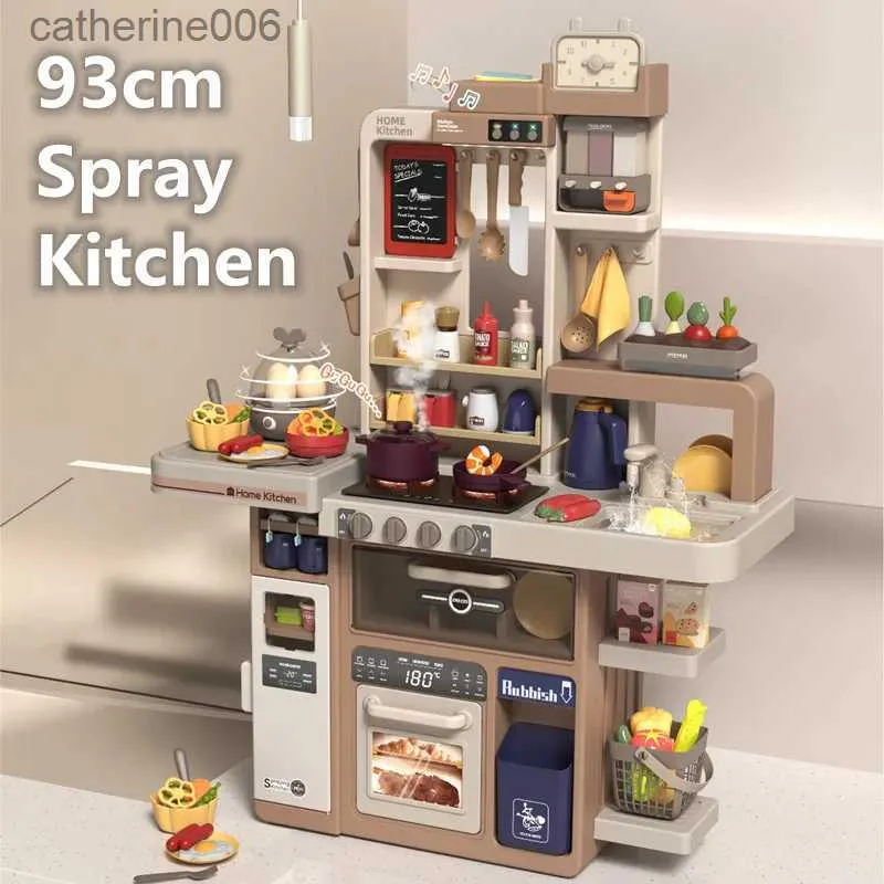 Kitchens Play Food 93 cm grand jouet de cuisine maison de jeu pour enfants ensemble d'ustensiles de cuisine Simulation Spray bébé Mini nourriture jouets de cuisine cadeaux de noël pour GirlL231026