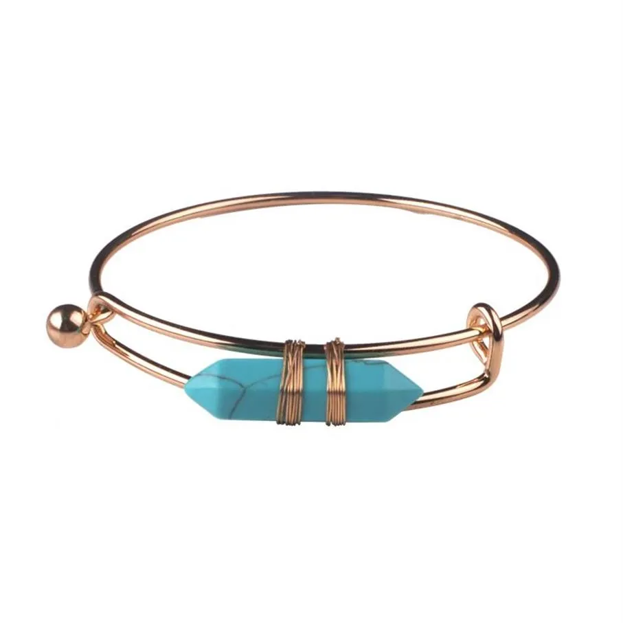 Metal artificial hexagonal stone copper bracelet adjustable geometric bracelet ladies gift344v