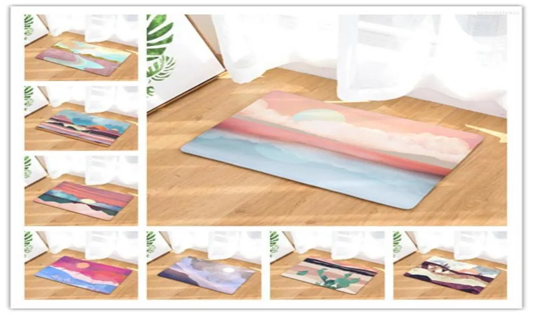 Tapis Aquarelle Soleil Paysage Peinture Série Tapis De Douche Antidérapant Tapis De Salle De Bain Tapis De Bain Décoration De La Maison Sol Cuisine MatCa4642884