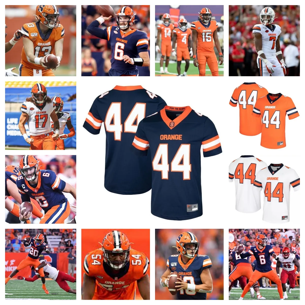 Camisa de futebol Syracuse Orange 16 Carlos Del Rio-Wilson 52 Braylen Ingraham 6 Garrett Shrader 5 Alijah Clark 11 Jaeden Gould 10 Braden Davis 23 Jayden Bellamy