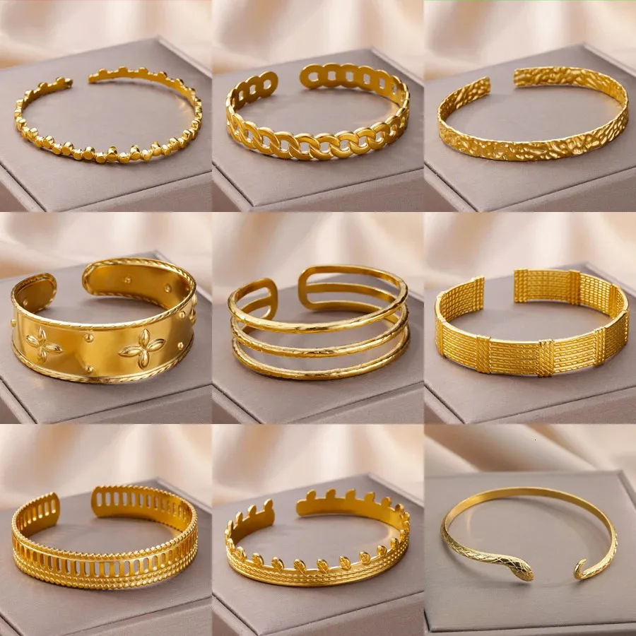 Svanshållare Jesus Bangles Armband för kvinnor i rostfritt stål Guldpläterade lyxarmband 2023 smycken Pulseras Mujer Bijoux 231025