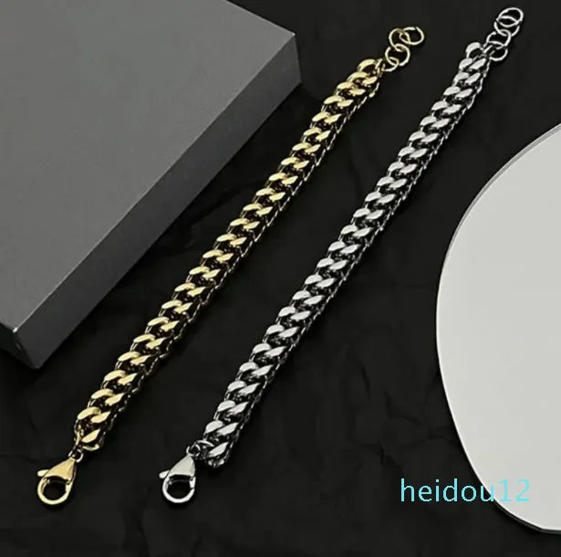 Personality Ancient Design Charm Bracelets Women Double Layers Thick Chain Bracelets Lady Everyday Street Fashion Jewelry