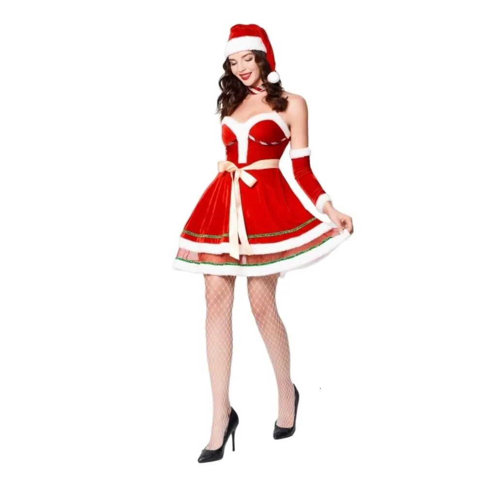 Noel Kostüm Cosplay Costume Giyim Kadın Yetişkin Seti Tavşan Kız Cos Cos Dress Noel Performans Elbise Noel Elbise