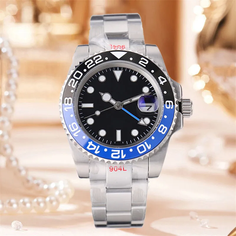 새로운 도착 남성 최고 품질 시계 공장 40mm GMT 배트맨 블루 루미네이트 세라믹 2813 운동 기계 자동 남성 시계 럭셔리