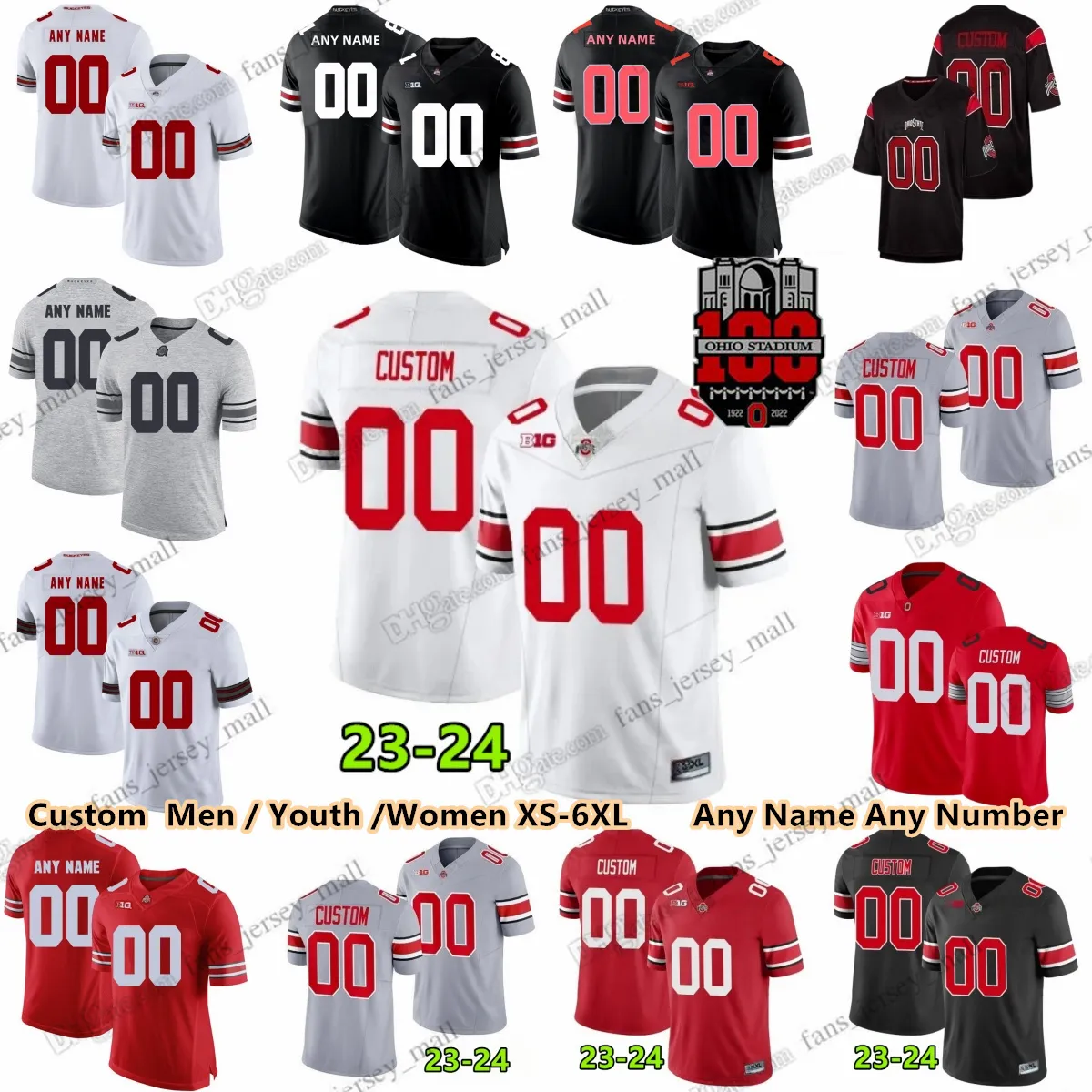 Maillot de football personnalisé Ohio State Buckeyes Kyle McCord TreVeyon Henderson Marvin Harrison Jr. Lathan Ransom Josh Proctor Sonny Styles Cody Simon Montgomery Brown