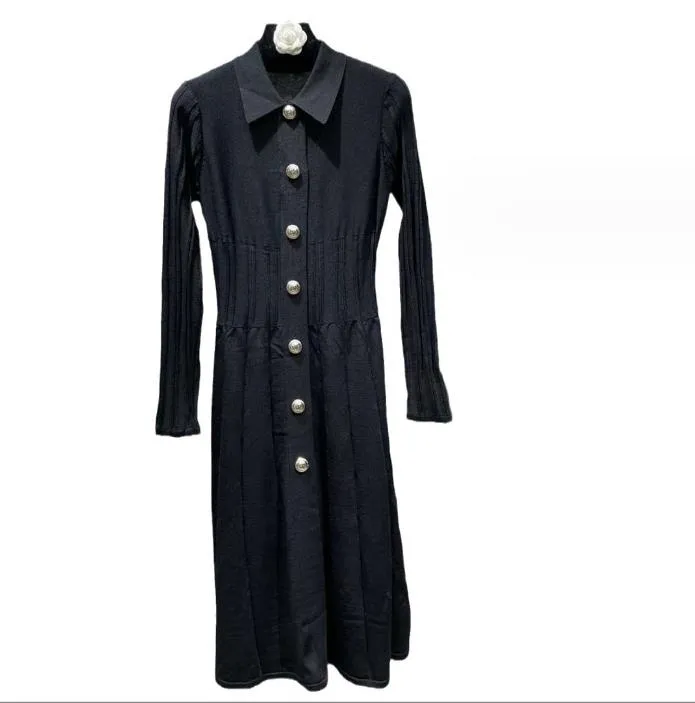 Long Sleeve Empire Waist Dress with Lapel Neck in Black White Khaki  Mid-Calf Length from Dhgate Runway Dresses