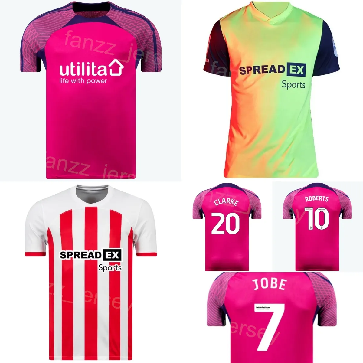 2023 2024 Club Team Sunderland 20 CLARKE Soccer Jersey 24 NEILL 5 BALLARD 7 BELLINGHAM 39 EKWAH 21 PRITCHARD 32 HUME 10 ROBERTS Camisa de futebol Kits Nome personalizado Número