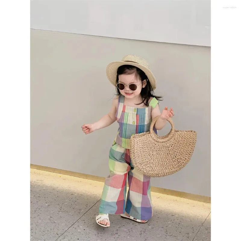 Conjuntos de ropa MILANCEL Verano Ropa para niños Conjunto Niñas Lindo Color Enrejado Traje Niños Outwear 2PCS