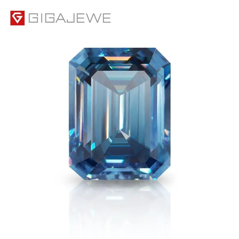 GIGAJEWE Color azul corte esmeralda VVS1 diamante moissanita 1-3ct para la fabricación de joyas piedras preciosas sueltas 2134