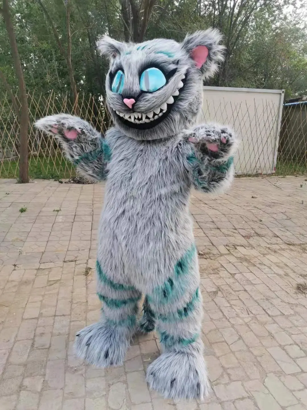Adult Size Halloween Cheshire Cat Mascot Costume Christmas Carnival Party Fancy Dress Fruit Anime Theme Character Cosplay Outdoor Outfit