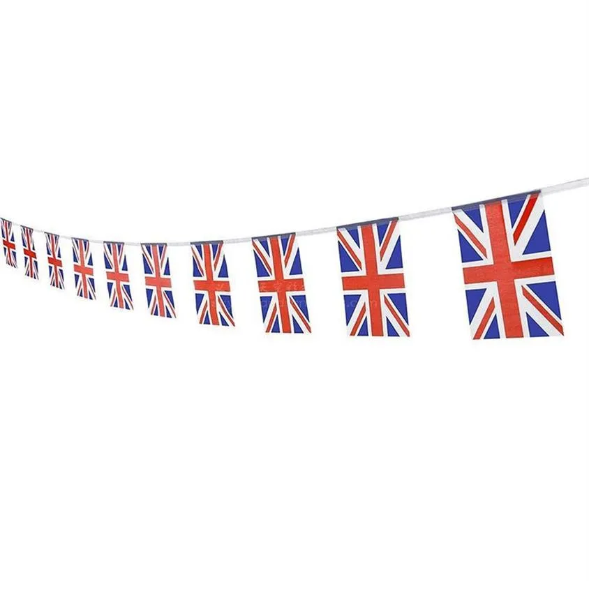 10 m Union Jack-Wimpelkette mit Anhänger, britisches Banner, Stoffflagge, Dekoration für Geburtstag, Hochzeit, Party, Nationalfeiertag, Feier BFU3210