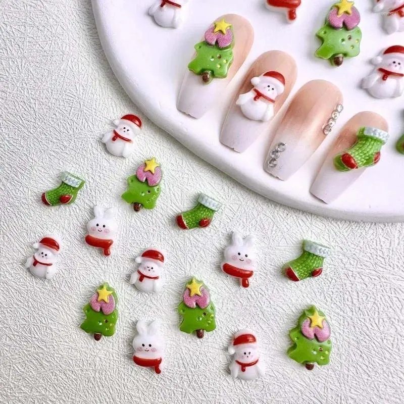 Nail Art Decoraties 10 stks/set Kerst Charmes Manicure Ornamenten Boom Steentjes