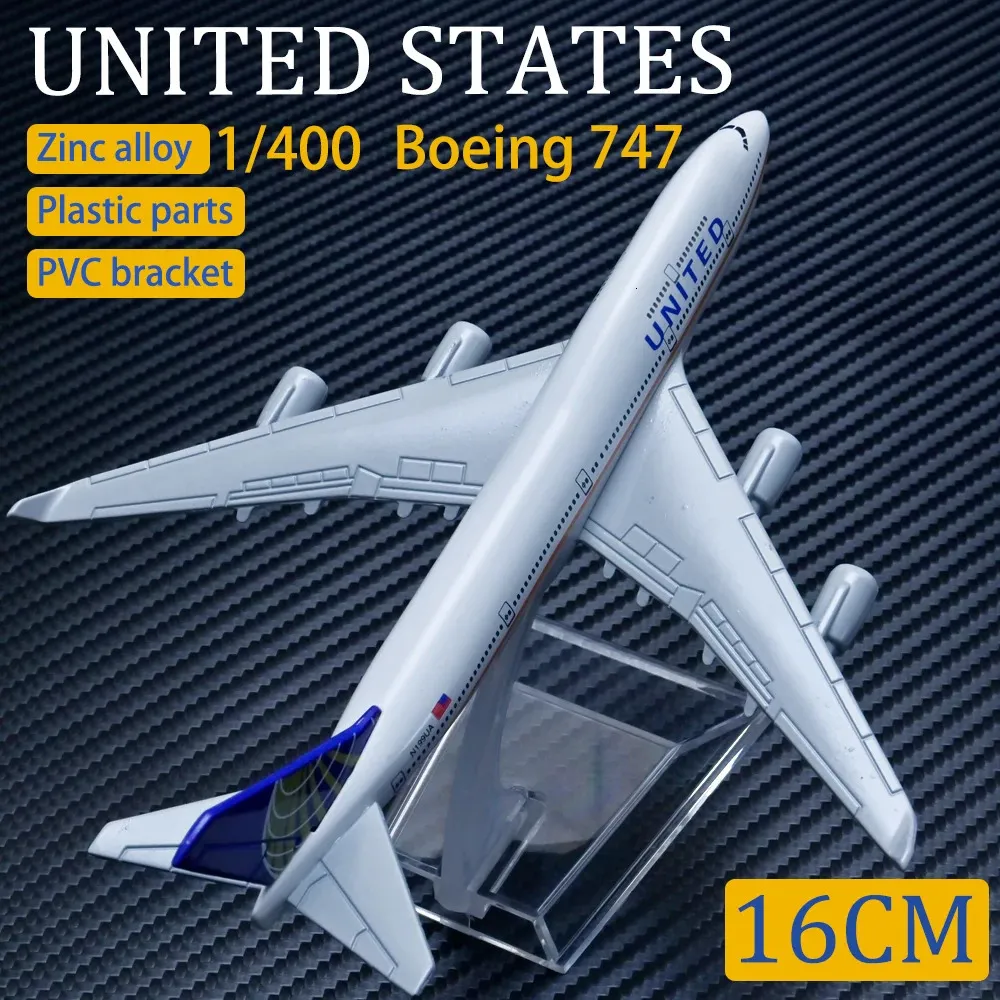 Modèle d'avion Modèle d'avion en métal 1 400 16 cm Us United Boeing 747 Réplique en métal Alliage Modèle d'aviation Jouets pour Enfants Ornements Décoration 231026