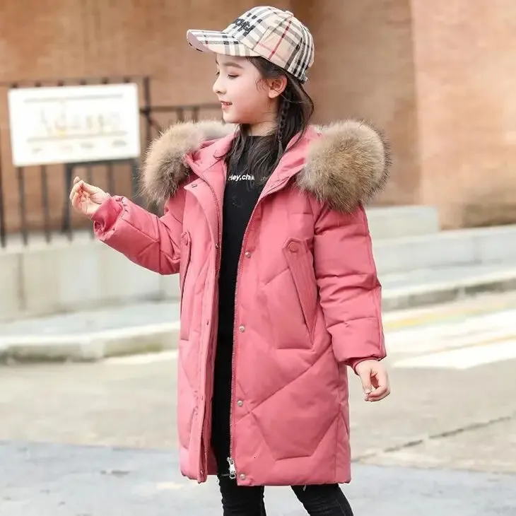 Piumino da bambina Piumino lungo in cotone Inverno Mantieni caldo Cappotto con collo di pelliccia Cappotto con cerniera Capispalla Natale Bambino Abbigliamento per adolescenti 5-14 anni 231025